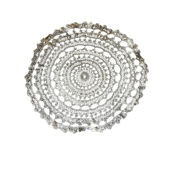 Handmade 22" Diameter Crocheted Cotton Doily - Picture 7 of 12